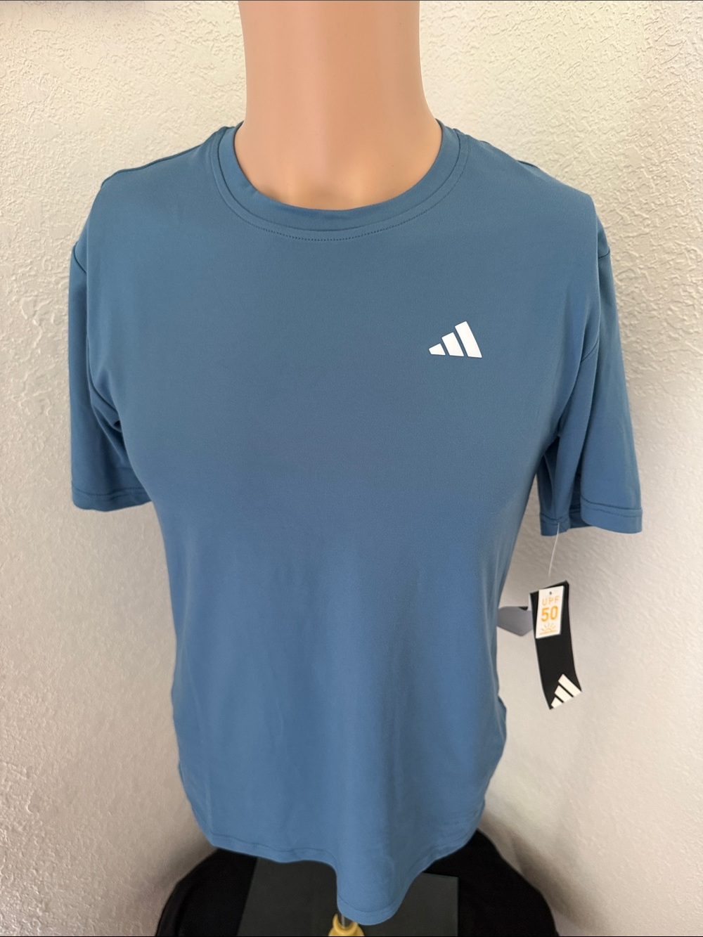 adidas Men's Slate Blue Crew Neck Performance Tee upf 50 running